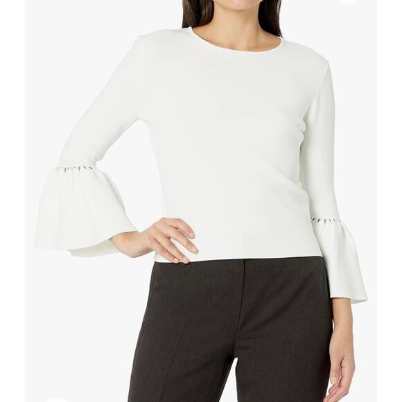 Eliza J Ivory Bell Cutout Sleeve Knit Blouse Top Size XL - Picture 1 of 9